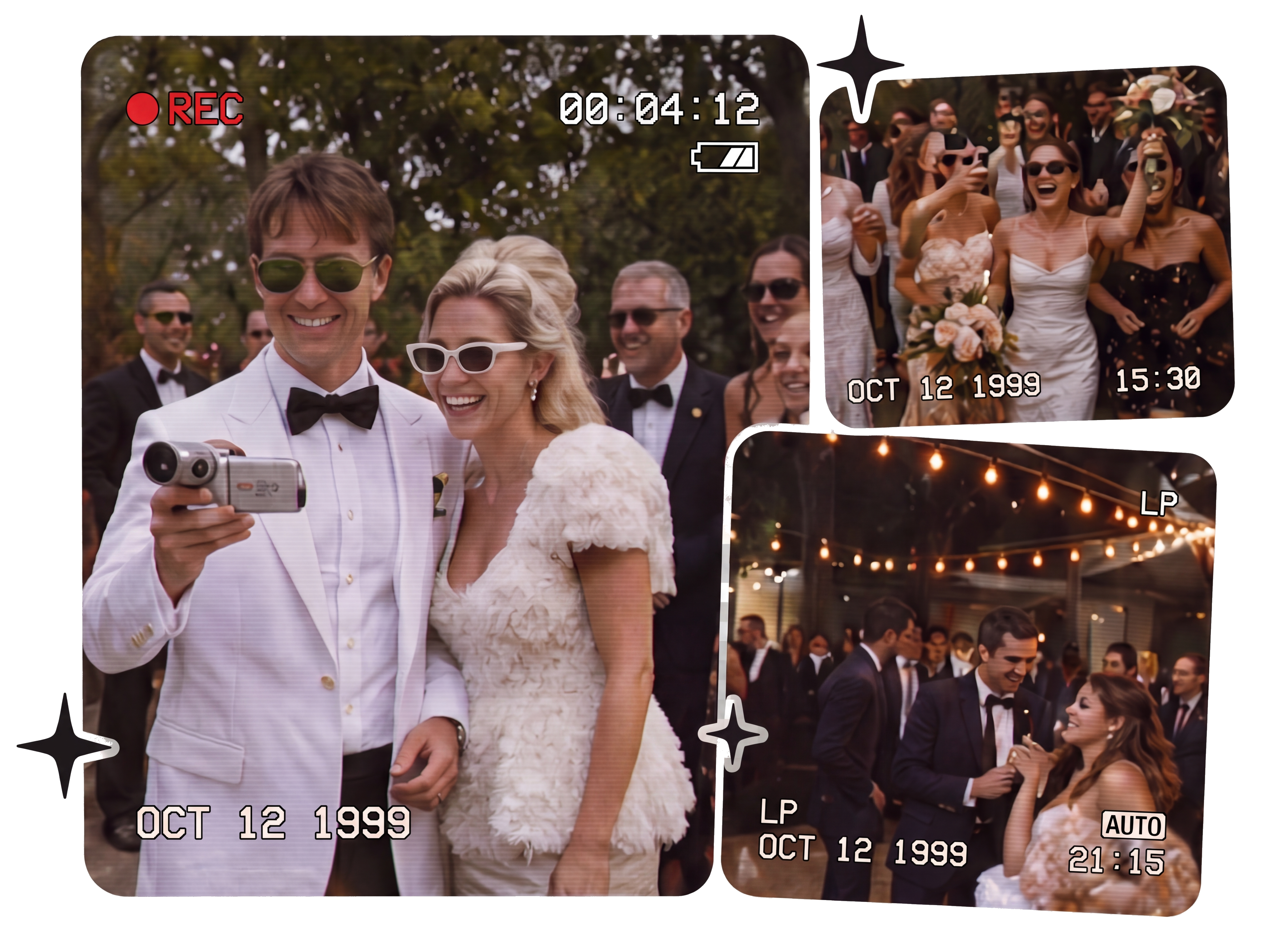 Mood image of a wedding in camcorder style